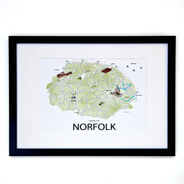 Norfolk map, full of funny Norfolk sayings