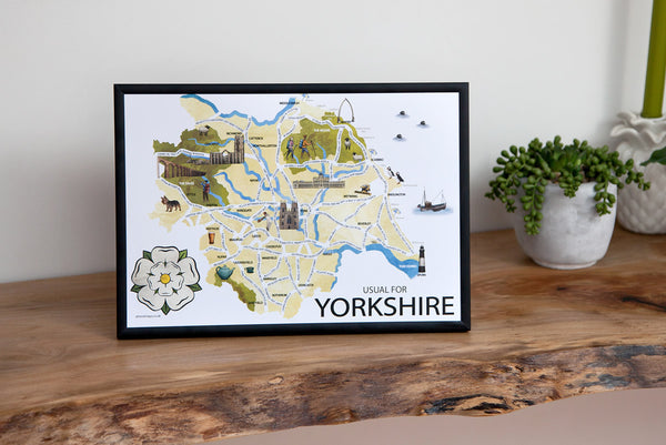 Yorkshire map, full of funny Yorkshire sayings
