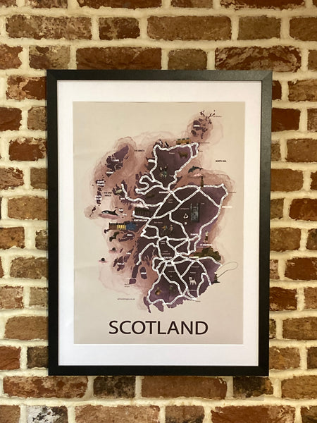 Map of Scotland, full of Scottish sayings and dialect